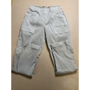 Spanx Gray Twill Cargo Ankle Pants Utility Style Casual Stretch Pants Size M $89